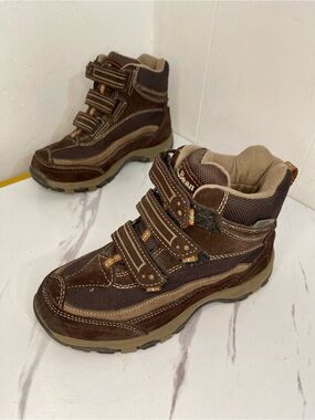 L.L. Bean Brown Suede and Fabric Velcro Ankle Boots